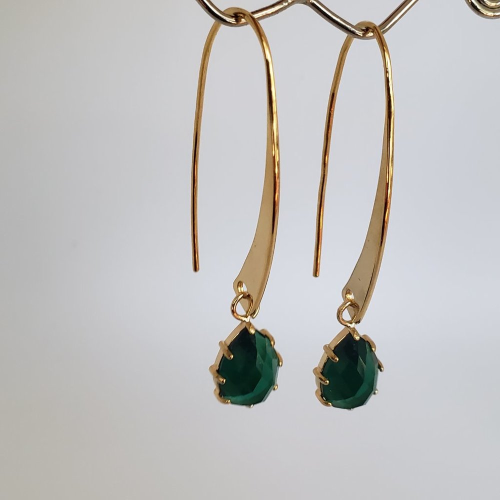 Long Emerald Hook Earrings